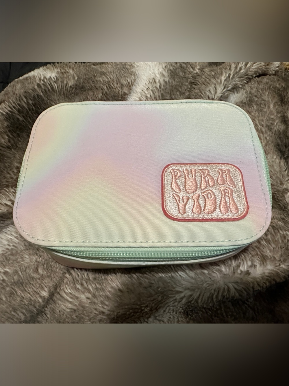 Pura Vida Pastel Rainbow Cosmetic Pouch
